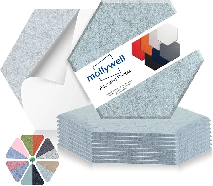 Mollywell Hexagon Acoustic Panels, High Density, Soundproofing, Decorative by Mollywell