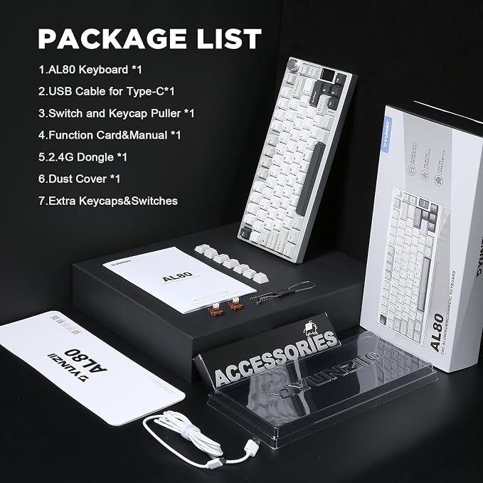 YUNZII AL80 Wireless Mechanical Keyboard, Full Aluminum CNC, Smart LCD Display - Image 9
