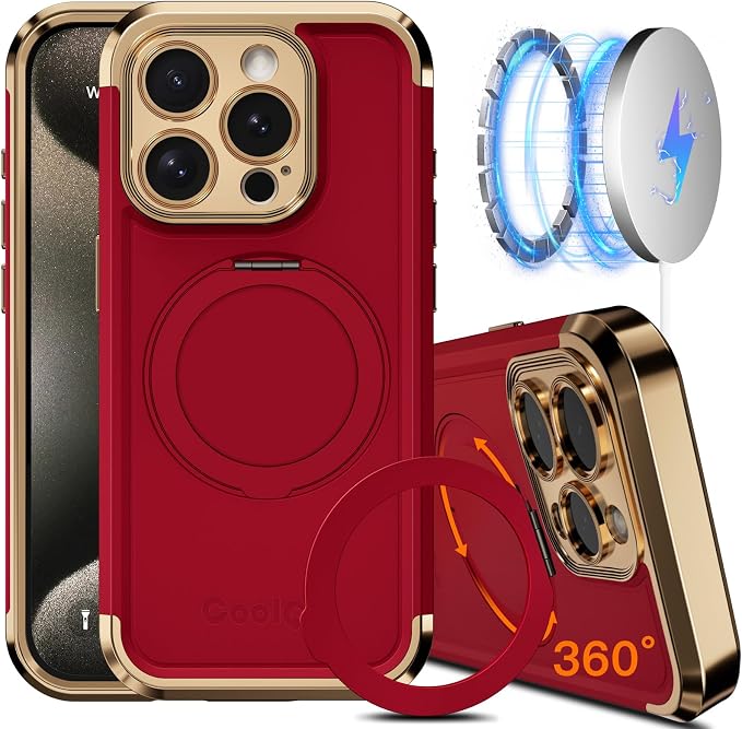 COOLQO for iPhone 14 Pro Max Case 6.7'' Upgraded 360° Spin Magnetic Stand by COOLQO