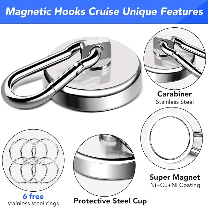 LOVIMAG Magnetic Hooks Heavy Duty, 150LBS Super Strong Magnet Hooks Magnetic - Image 3