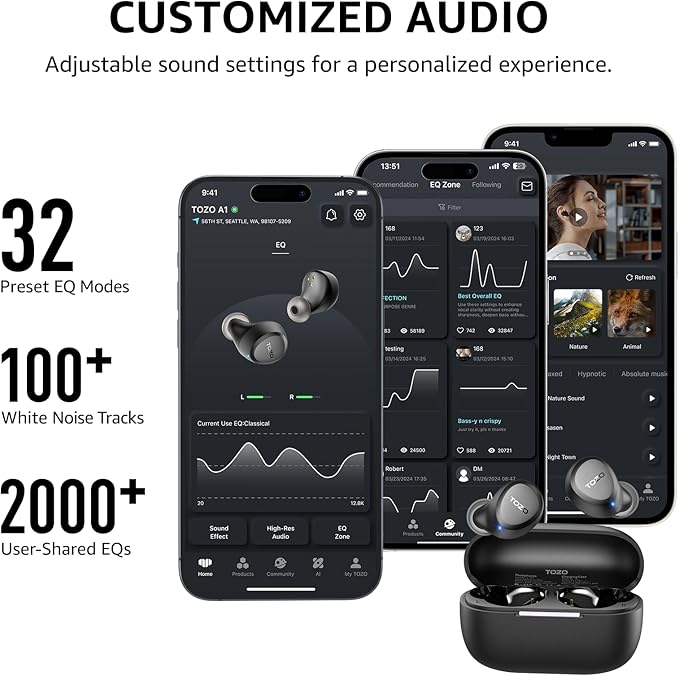 TOZO A1 Wireless Earbuds Bluetooth 5.3 Light Weight in Ear IPX5 Waterproof - Image 7