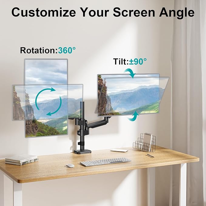 MOUNT PRO Dual Monitor Mount for 13-32" Computer Screen, Tall Monitor Stands - Image 5