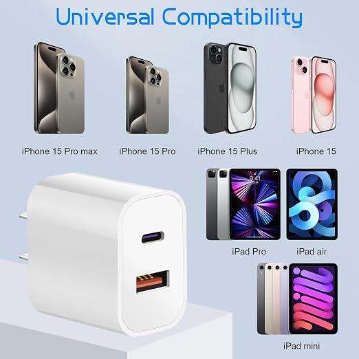 Dual Port A/C Charger for iPhone 16 15, Double A/C iPhone 16 15 Charger Fast - Image 3