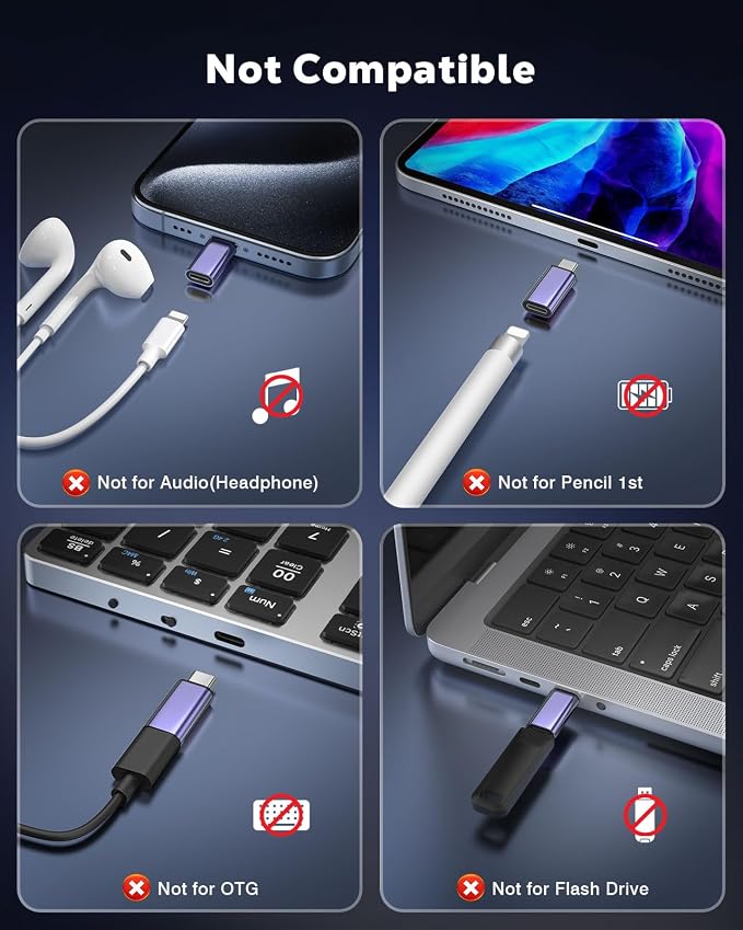 MoKo 4 Pack Lightning Female to USB C Male Adapter, USB-C Lightning Adapter - Image 2