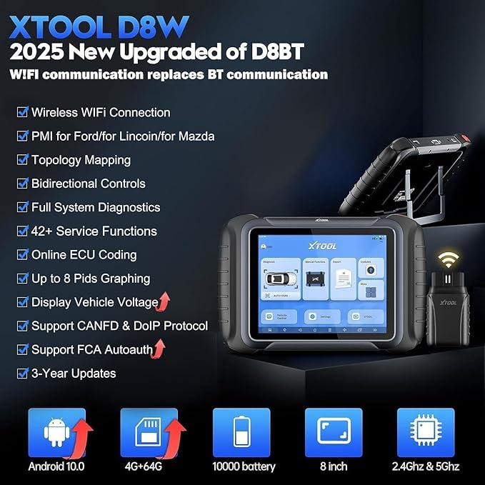 XTOOL D8W OBD2 Scanner Diagnostic Tool Wireless Bidirectional Scan Tool - Image 2