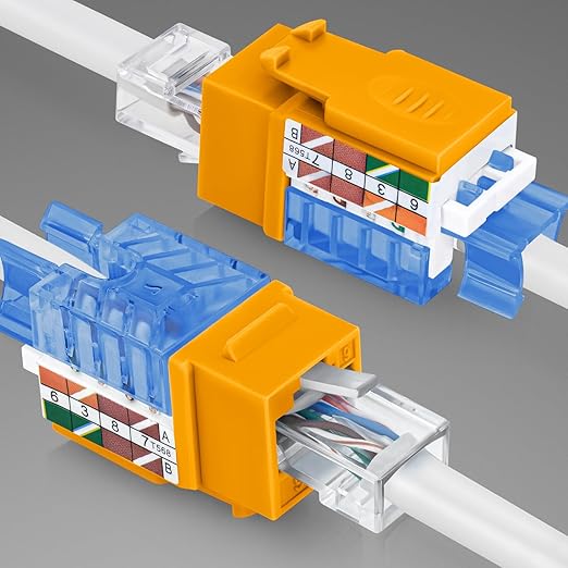 Everest 45° Angled RJ45 Cat5e Keystone Jacks 10-Pack in Yellow - Image 8