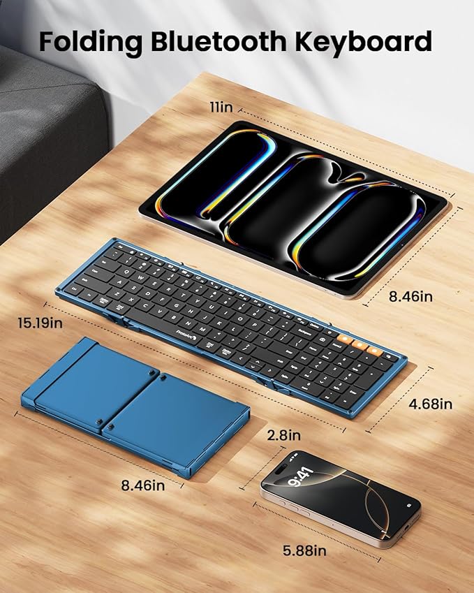 ProtoArc Foldable Bluetooth Keyboard, XK01 Full-Size Portable Wireless Keyboard - Image 4