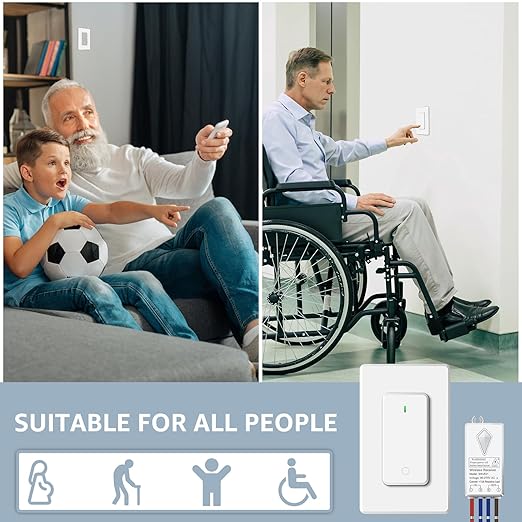 NineLeaf Wireless Light Switch and Receiver Kit, No Wiring Remote Control Wall - Image 6