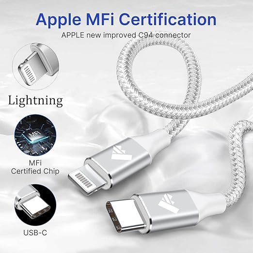 2Pack Short USB C to Lightning Cable 1ft, PD USB C to iPhone Charger Cable MFi - Image 6