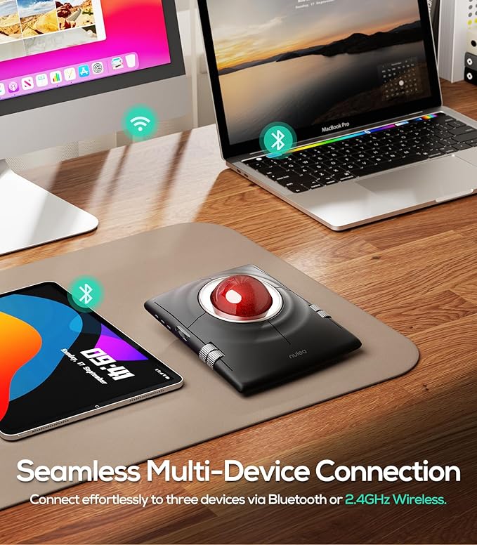 Nulea M512 Wireless Trackball Mouse, Ergonomic 55mm Trackball, 4 Level - Image 6
