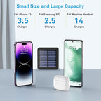 Solar Power Bank 12000mAh, Small Solar Charger Built in 4 Cables, USB C - Image 2
