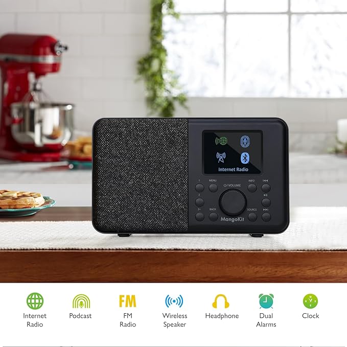 SR10 WiFi Internet Radio, Podcast Player, Portable FM Radio, Color Display - Image 7