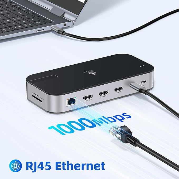 Laptop Docking Station, 16 in 1 Docking Station USB C Docking Triple Monitor - Image 8