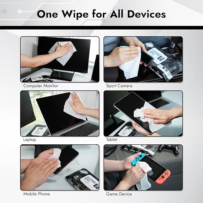 Air Jungles Electronic Screen Cleaning Wipes 70 Count, Large 8"x10" Cleaner - Image 6