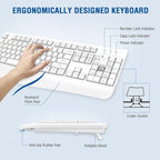 Wireless Keyboard and Mouse Combo, EDJO Full-Sized Ergonomic Computer Keyboard - Image 3