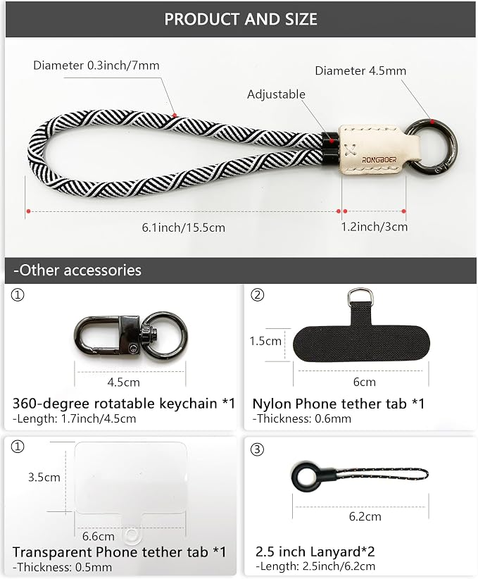 Handmade Cowhide Leather Phone Wrist Strap, Universal Adjustable Key Lanyard - Image 5