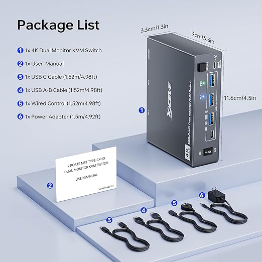 KVM Switch 2 Monitors for 1 Laptop and 1 Desktop 4K@60Hz, USB C HDMI Dual - Image 9