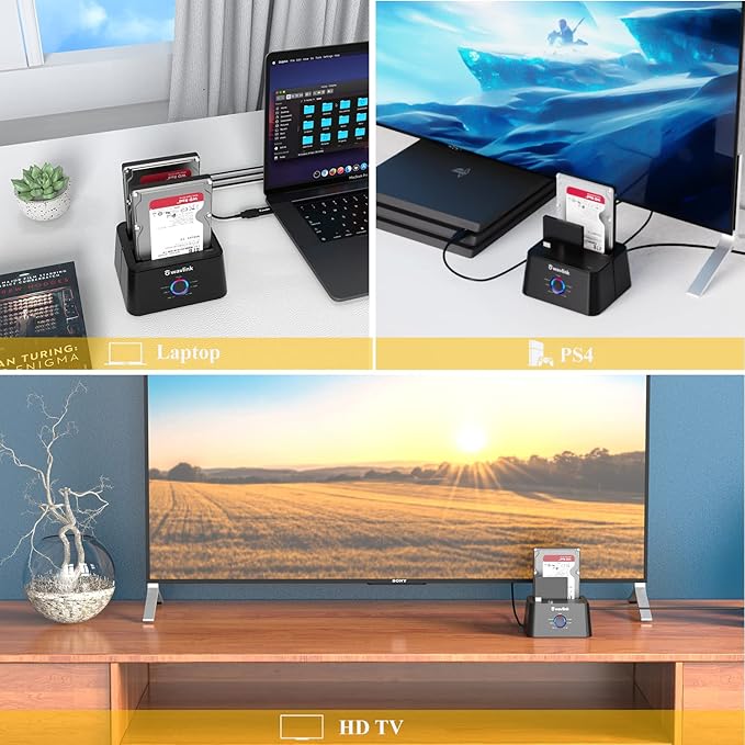 WAVLINK USB 3.0 and USB C to SATA Dual-Bay External Hard Drive Docking Station - Image 7