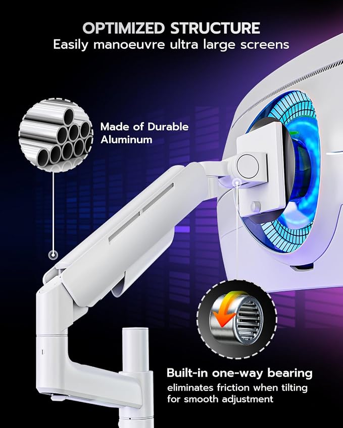 Vertical Dual Monitor Mount for 17-49 Inch Ultrawide Heavy Duty Curved Screen - Image 5