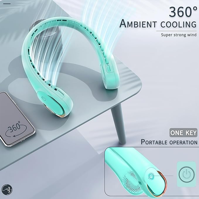 Portable Neck Fan, Neck Fans for Women, 4000 mAh Rechargeable Personal Fan - Image 5