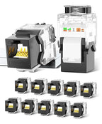 AMPCOM CAT6A UTP RJ45 Keystone Jack 50u Gold Plating Reusable Ethernet Wall Jack by AMPCOM