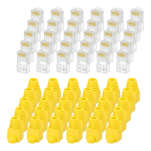 MECCANIXITY 30pcs Cat6 RJ45 Pass Through Connectors, RJ45 Connector 8P8C Gold by MECCANIXITY