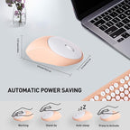 Wireless Keyboard and Mouse Combo, 105 Round Keys Full-Size Cute Colorful Pink - Image 5