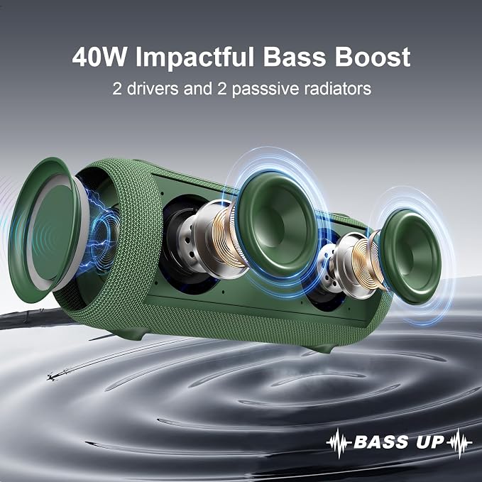Passau Portable Bluetooth Speakers 40W Peak Loud Stereo Sound, Passive - Image 2