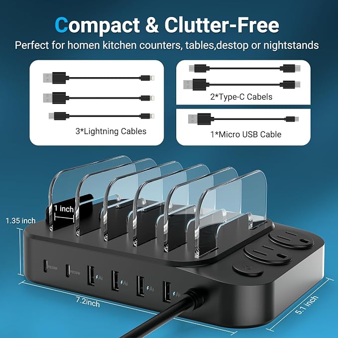 Catlyn Charging Station for Multiple Devices, 8 Port Charger Stations - Image 6