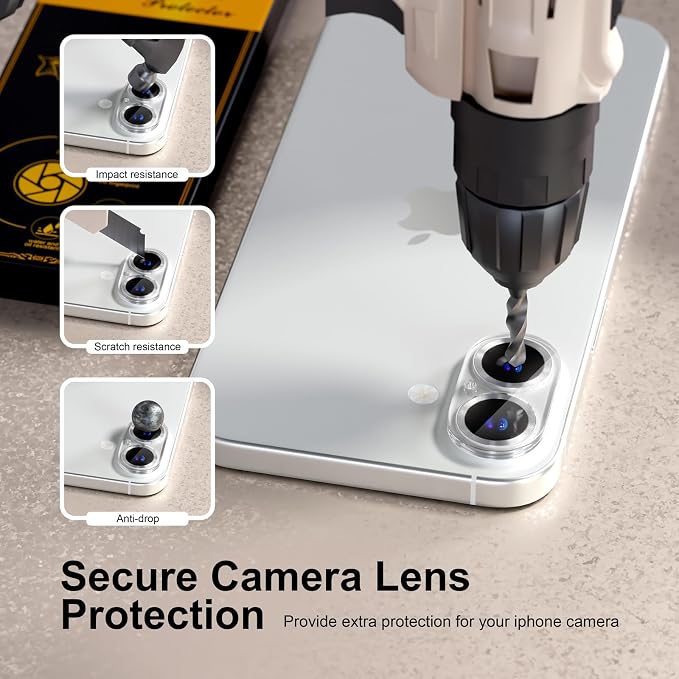 beuxece for 6 Pack iPhone 16 / iPhone 16 Plus Camera Lens Protector 9H Tempered - Image 4