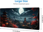 Japanese Full Moon Large Mouse Pad, Gaming Keyboard Desk Pad, Extended Mouse - Image 3