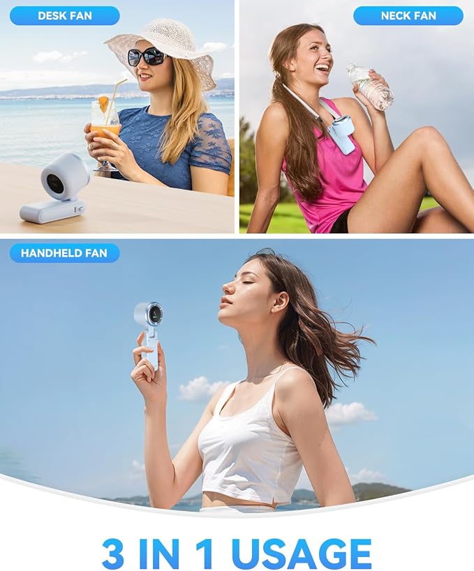 Portable Handheld Turbo Fan, 5-Speed Personal Fans, 5000mAh Rechargeable Fans - Image 4