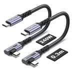 1FT USB 4 Cable Right Angle, 240W USB C Cable, 40Gbps High Speed Data Transfer - Image 3