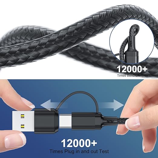 6 in 1 Multi Charging Cable 2Pack - 6FT USB Cable 3A Charger Cable Braided - Image 6