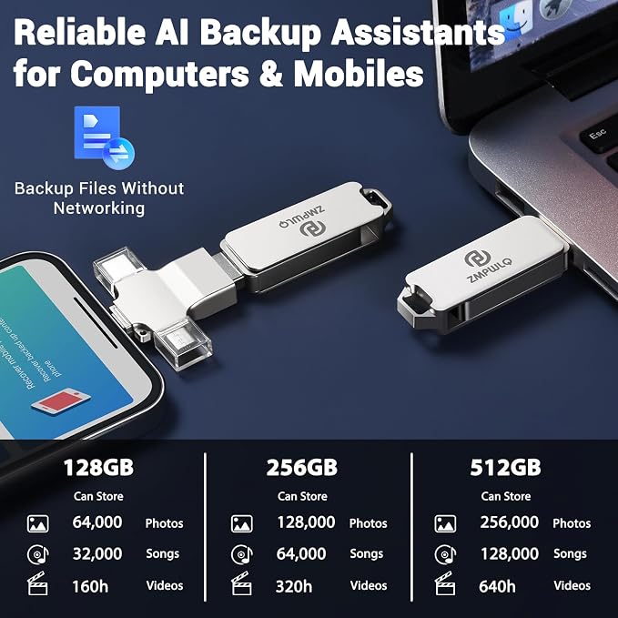 Photo Stick 256GB-Auto-Secure-Backup-USB-Flash-Drive-Saver-Memory-Stick-Photo-Fi - Image 3