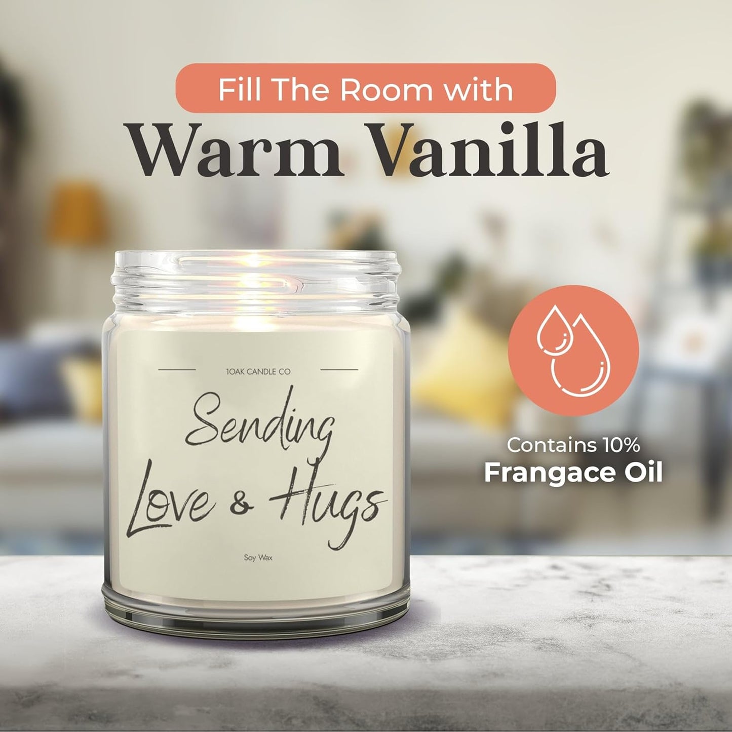 1OAK Vanilla Soy Candles - Big Hug Candle - Grief Gifts - Thinking of You Gifts for Women - Sympathy Gift - Condolence Gift - Sympathy Candle - Cheer Up