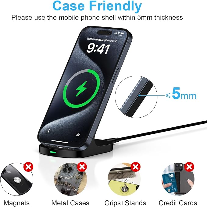 15W Fast Wireless Charger Phone Charging Stand - Image 7