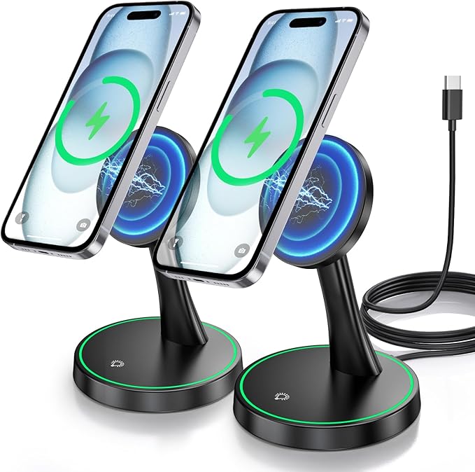 2 Pack Magnetic Wireless Charger Stand 15W Fast Magnetic Charger by Verticalmagneticcharging