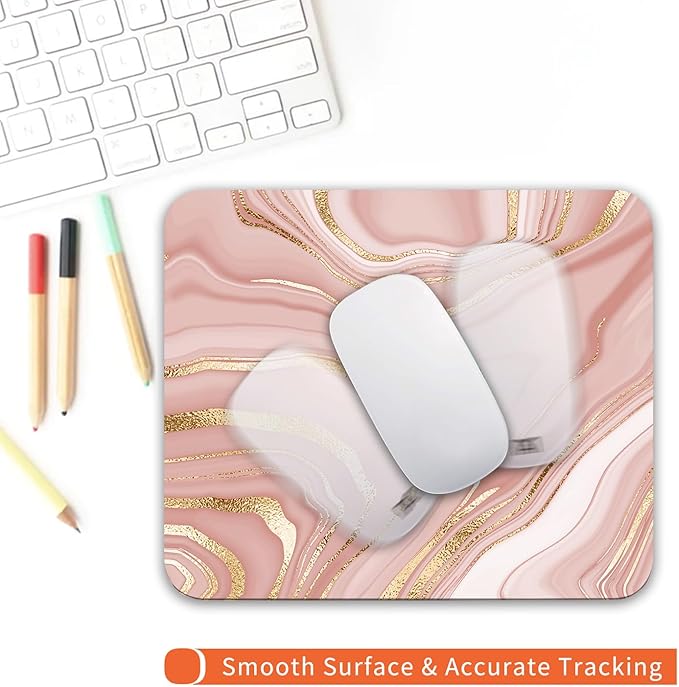 Square Mouse Pad Pink Gold, Personalized Premium-Textured Custom Mouse Mat - Image 4