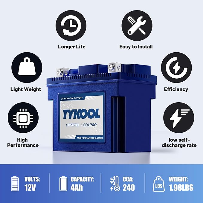 YTZ7S / YTX7L, 12V 4Ah 240CCA LiFePO4 Motorcycle Battery, Powersports Battery - Image 7
