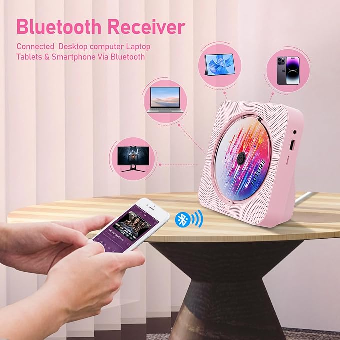 CD Player Portable Bluetooth 5.1 Desktop CD Player - Image 3