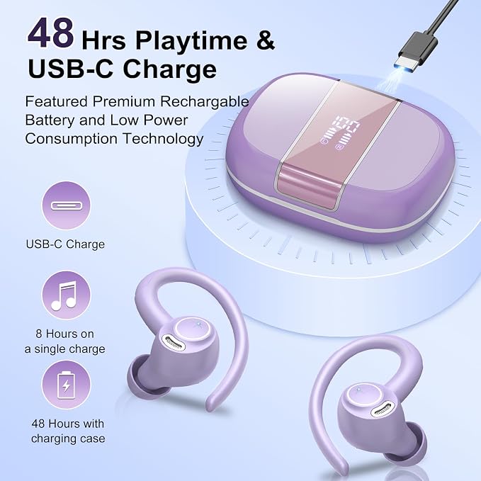 Wireless Earbuds Bluetooth 5.3 Headphones Sports, 48Hrs Playtime Bluetooth - Image 4