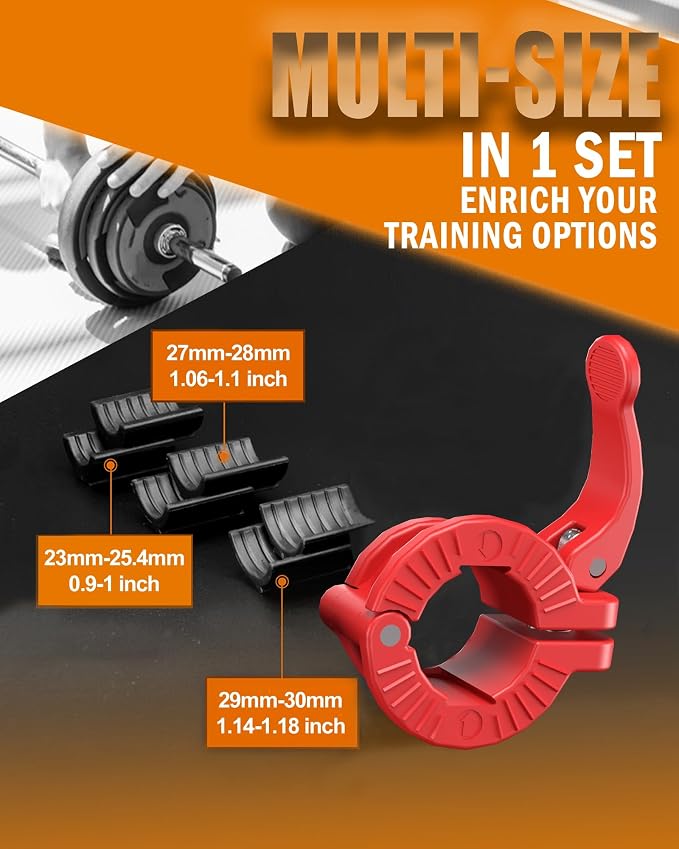 MAXRICH Barbell Clamp 1 inch Multiple Sizes & Adjustable Weight Clips - Image 2