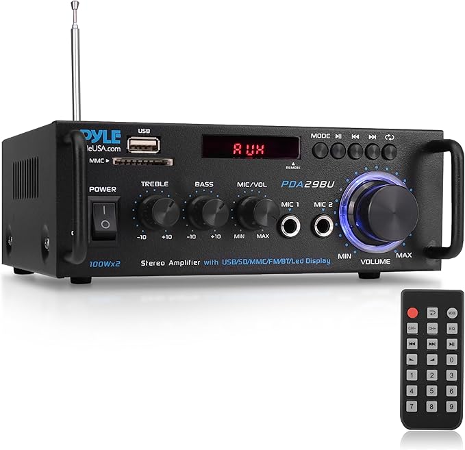 Pyle 200W Wireless Bluetooth Stereo Power Amplifier by PyleUSA