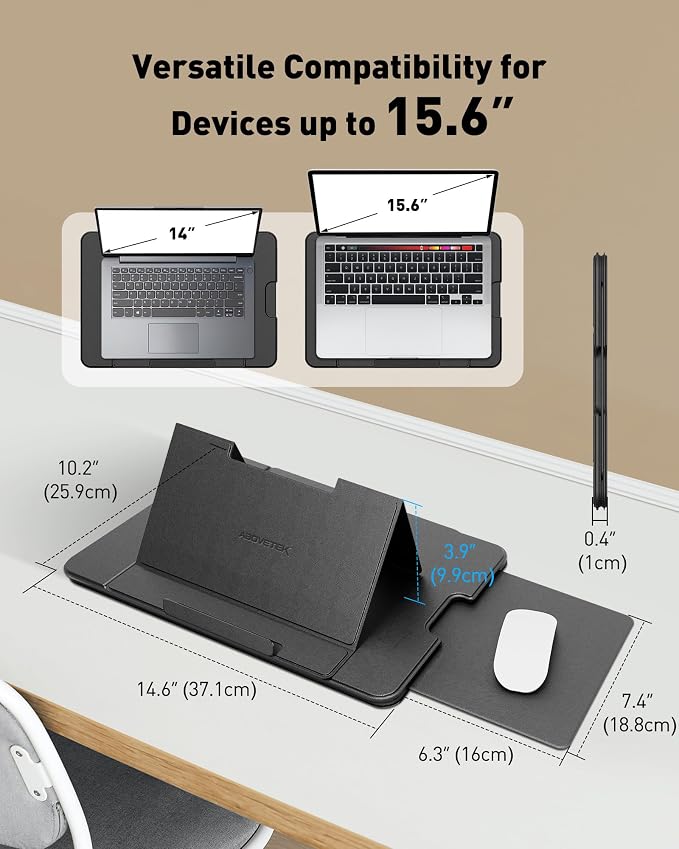 AboveTEK Adjustable Laptop Lap Desk, 3 Ergonomic Angles, PU Leather Non-Slip - Image 4