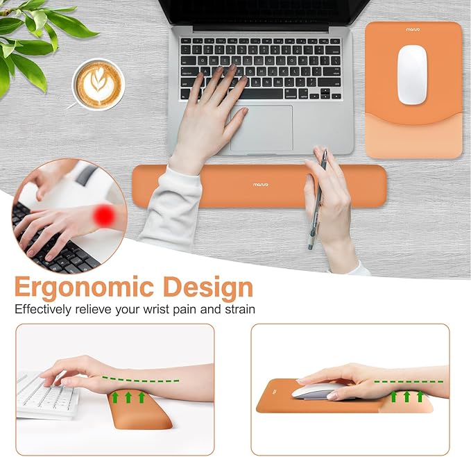 MOSISO Wrist Rest Support for Mouse Pad&Keyboard Set, Rectangular Ergonomic - Image 3