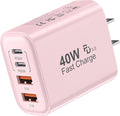 USB C Block 40W, 4 Ports Wall Plug Fast Charging Block, PD+QC Multiport Power by TTC