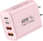 USB C Block 40W, 4 Ports Wall Plug Fast Charging Block, PD+QC Multiport Power by TTC