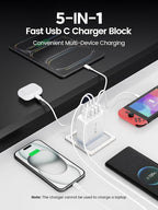 USB C Charger Block, Type C Charger Fast Charging, Total 50W 5-Port USB Wall - Image 3