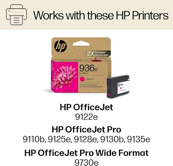 HP 936e EvoMore High Yield Magenta Ink Cartridge | Works OfficeJet 9120 Series - Image 2